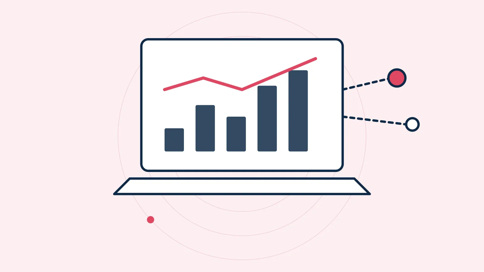 Illustration of a laptop showing a financial dashboard