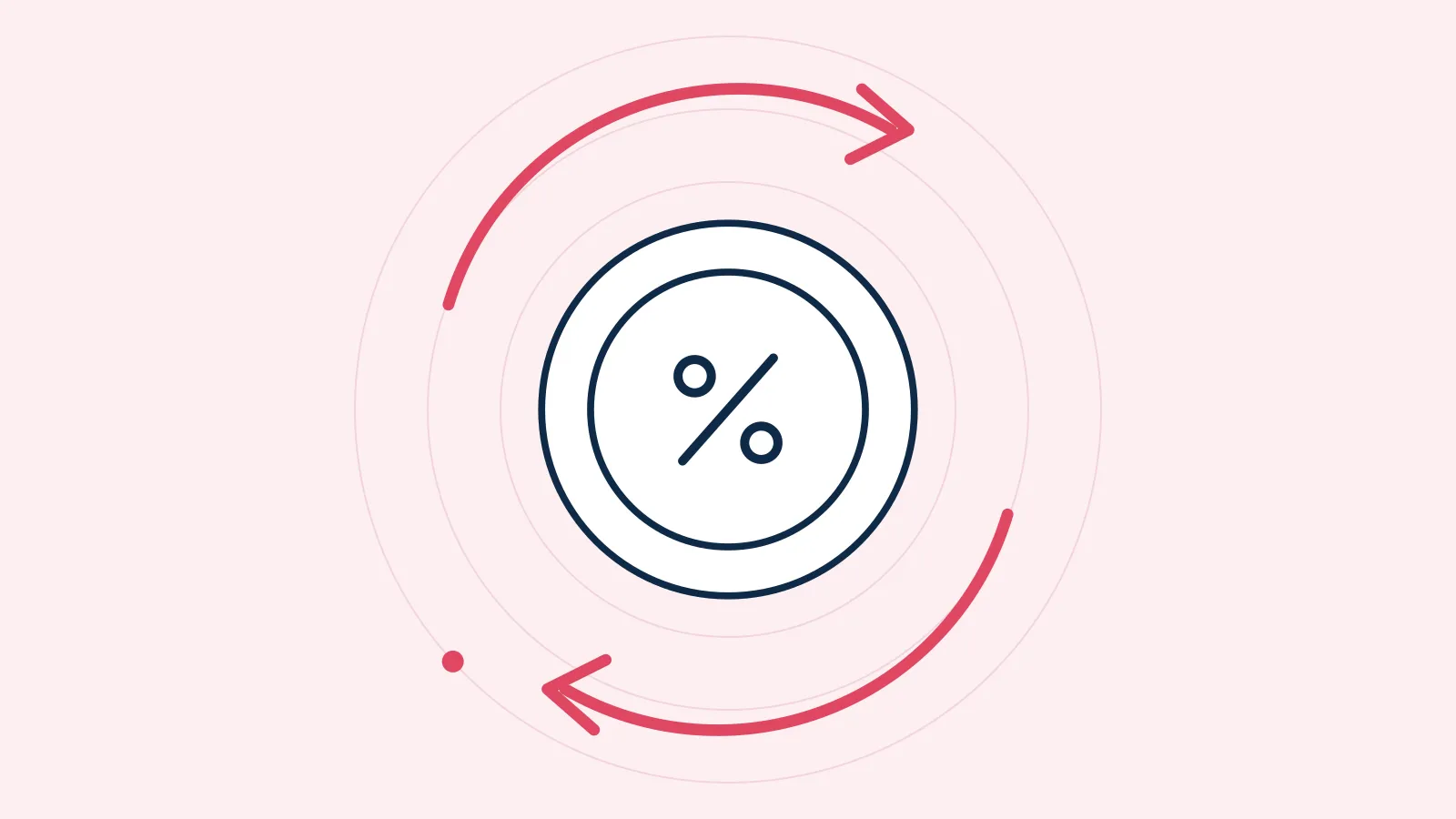 Illustration of a coin with a percentage sign and circular arrows