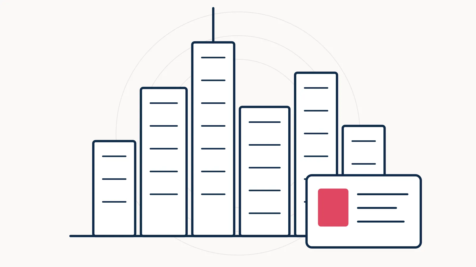 Illustration of a free zone skyline with a licence card