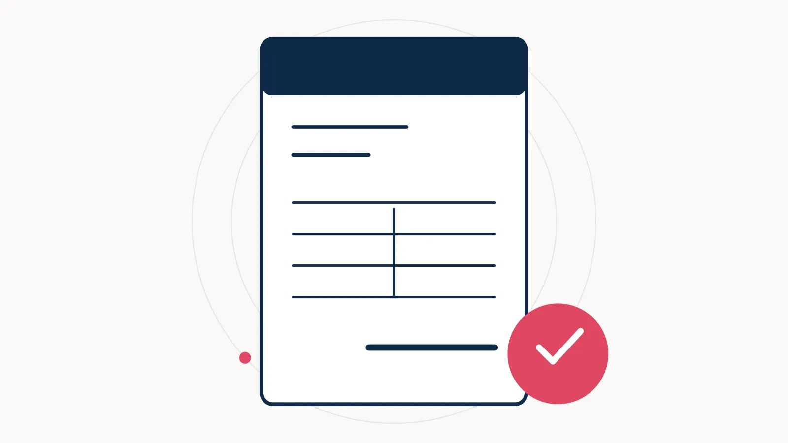 Illustration of a tax invoice with line items and an approval check