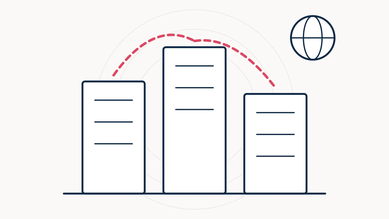Illustration of group company buildings linked by transactions