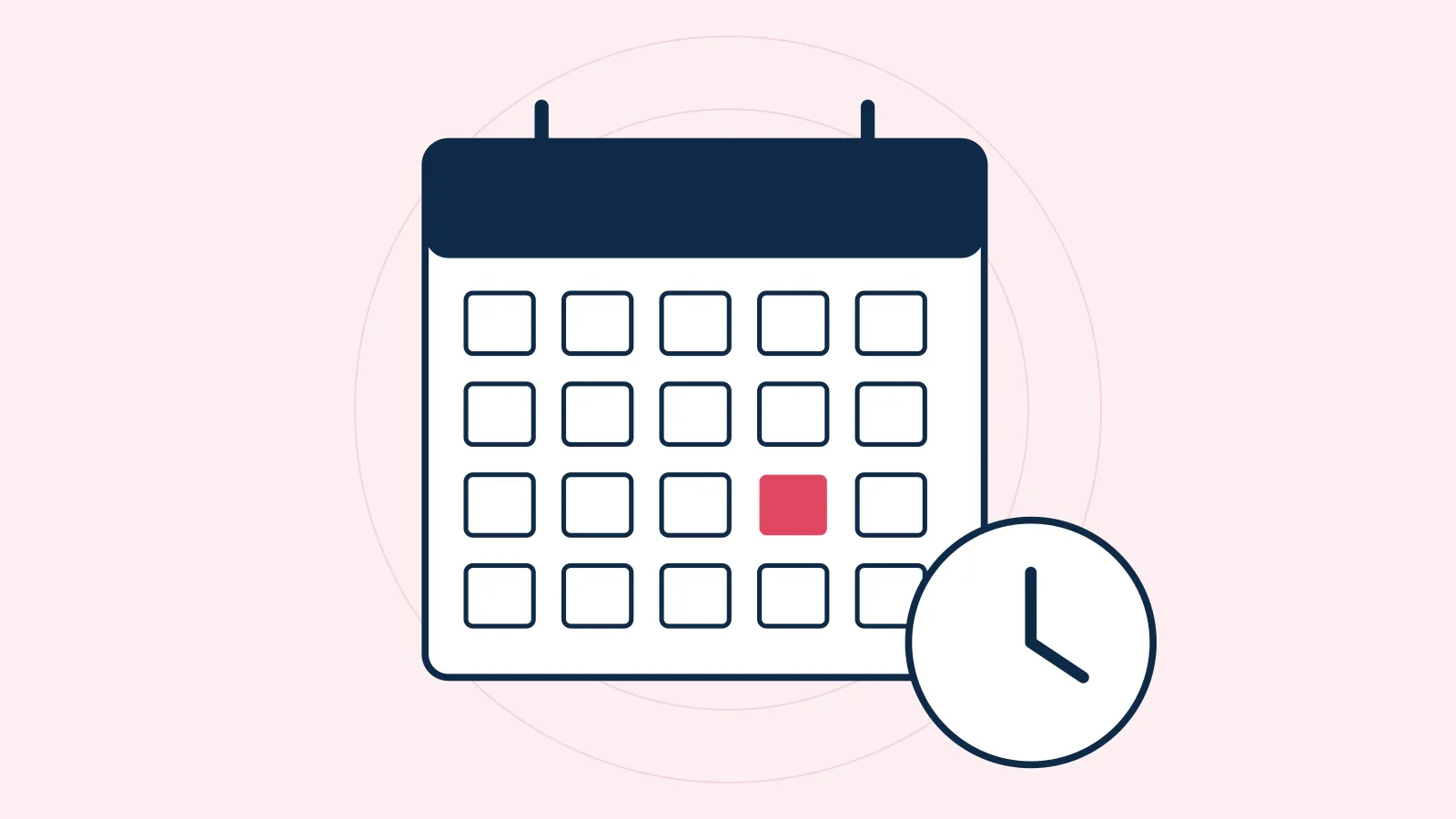 Illustration of a calendar with a highlighted deadline and a clock